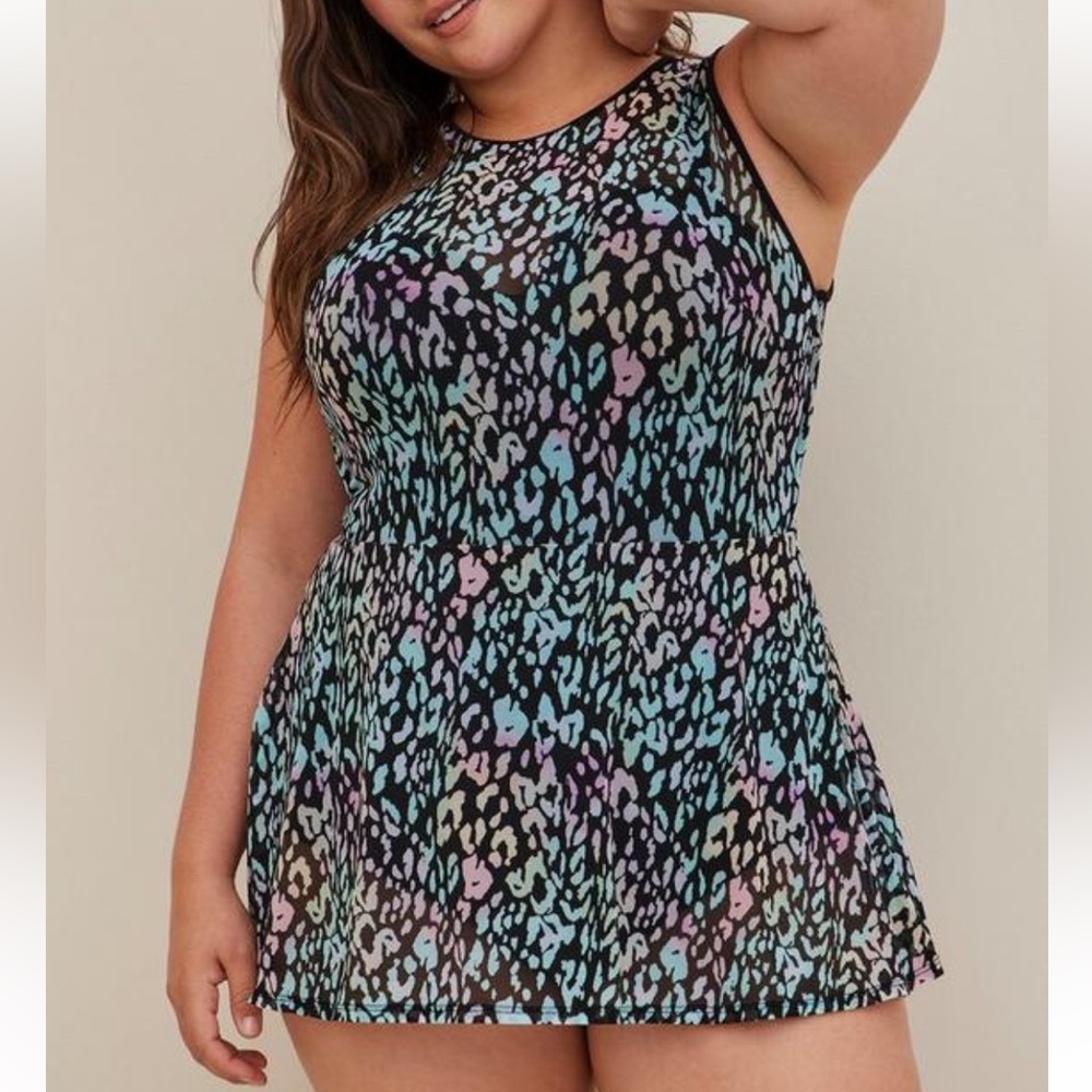 Torrid Underwire Short Mesh Overlay Swim Dress with Size 1-D/DD